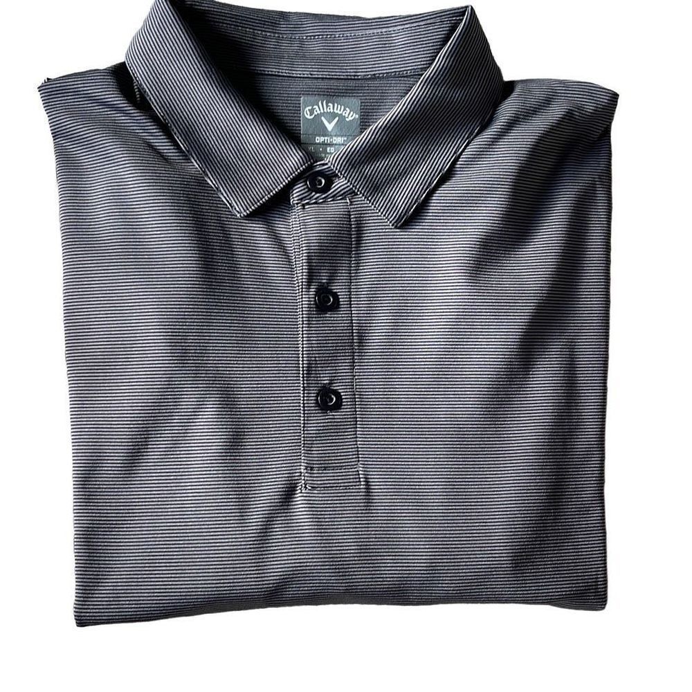 Callaway Mens Polo Shirt Short Sleeve Striped Stretch Golf Casual Black Size XL